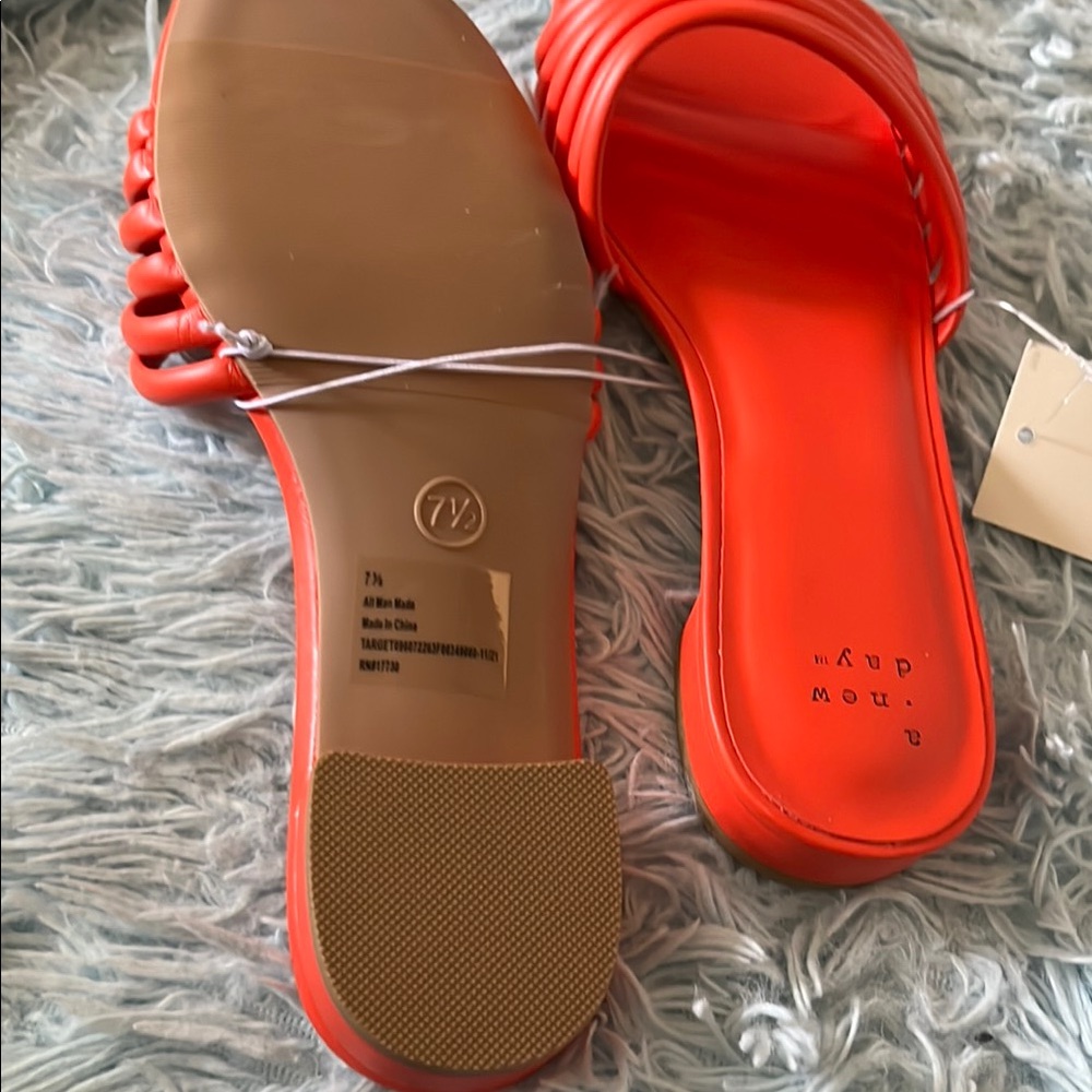 A New Day Orange Ribbed Slip-On Sandals - Picture 12 of 16
